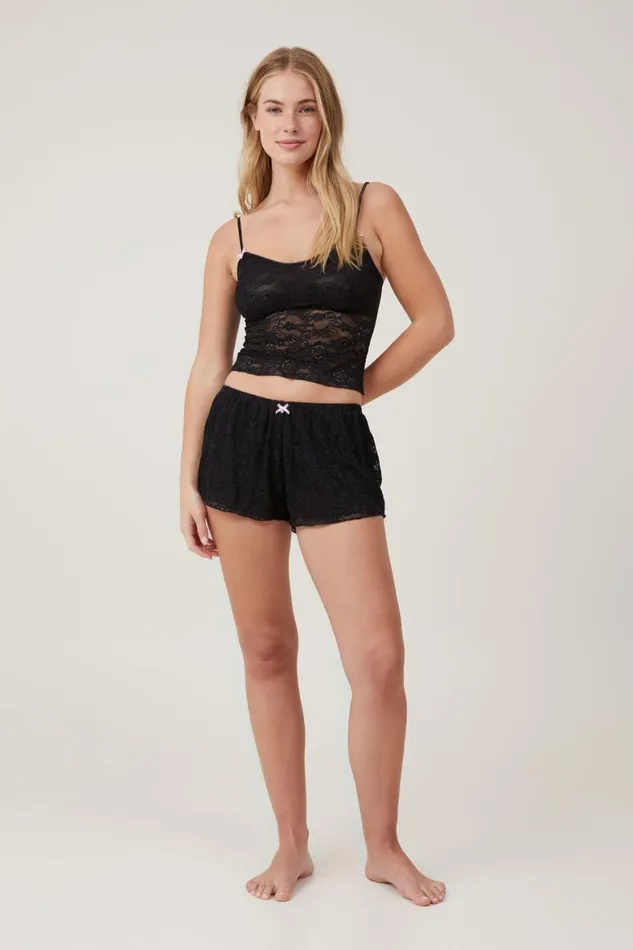 Women Pajamas Cotton On Enchanted Butterfly Lace Cami Black