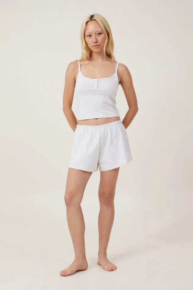 Women Pajamas Cotton On Peached Jersey Short Light Grey Marle