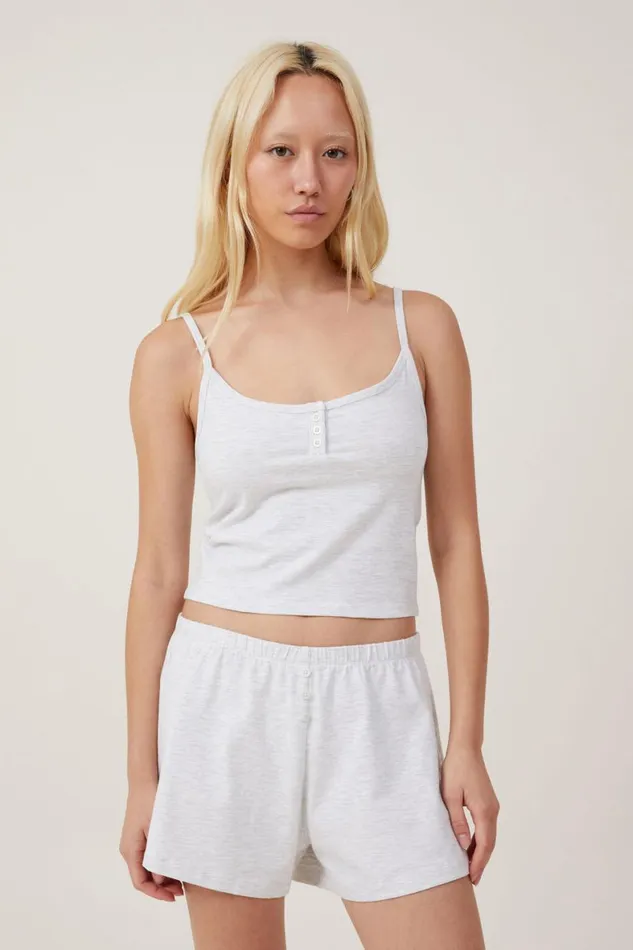 Women Pajamas Cotton On Peached Jersey Short Light Grey Marle