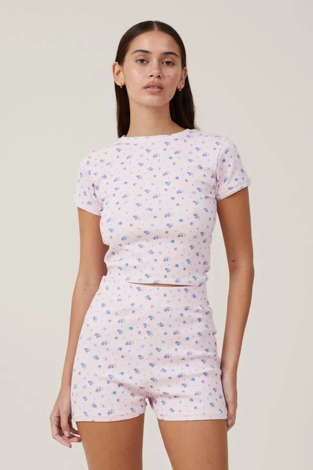 Women Pajamas Cotton On Picot Pointelle TShirt Imogen Ditsy Pink