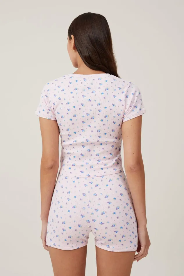 Women Pajamas Cotton On Picot Pointelle TShirt Imogen Ditsy Pink