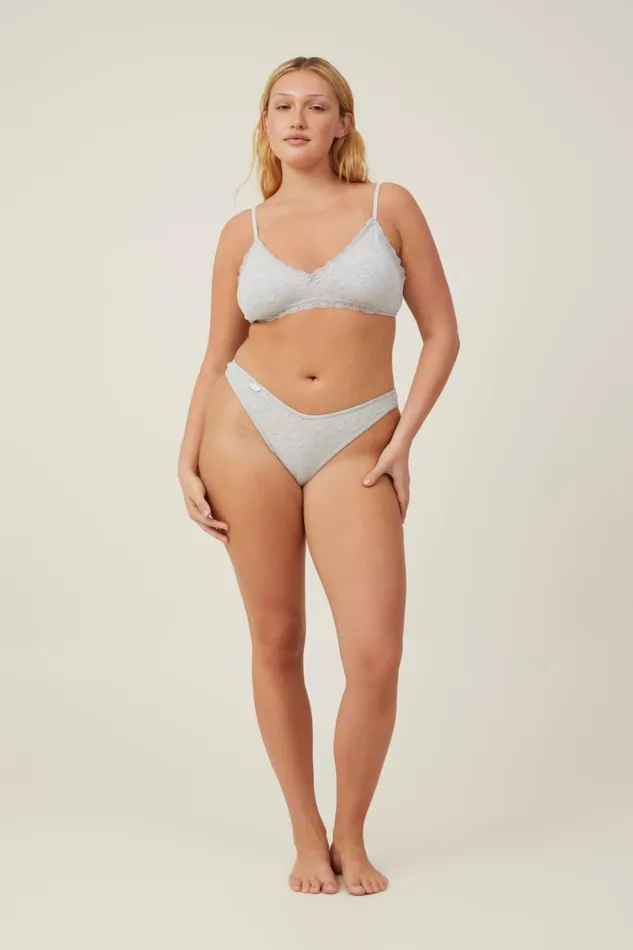 Women Panties Cotton On Organic Cotton Rib Cheeky Brief Mid Grey Marle