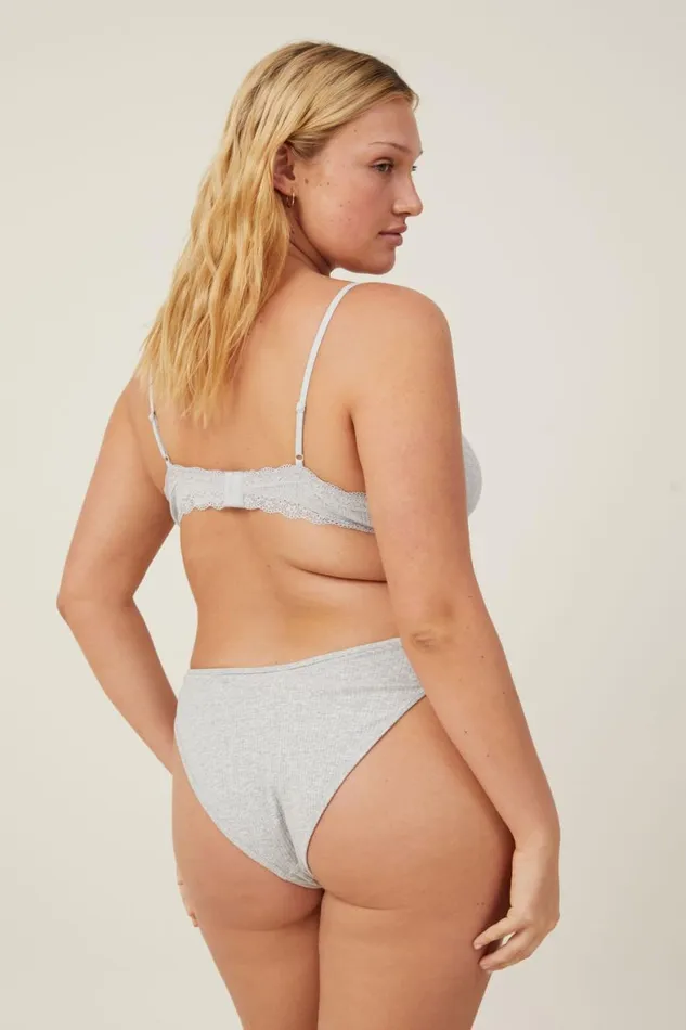Women Panties Cotton On Organic Cotton Rib Cheeky Brief Mid Grey Marle