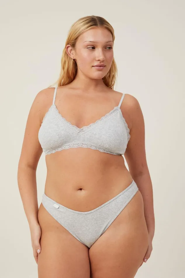 Women Panties Cotton On Organic Cotton Rib Cheeky Brief Mid Grey Marle