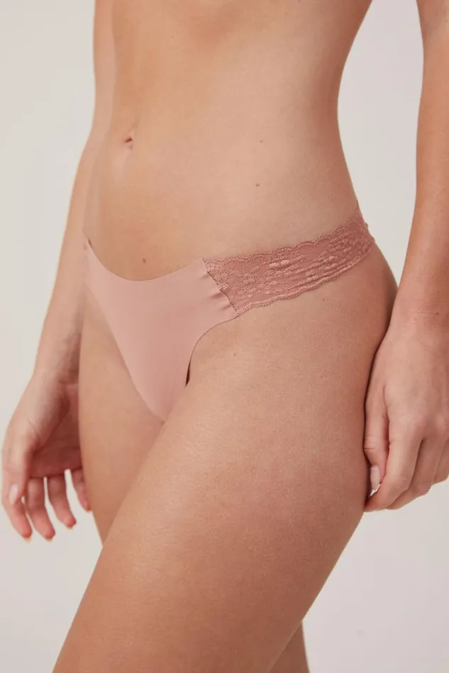 Women Panties Cotton On Party Pants Seamless Thong Brief Nougat