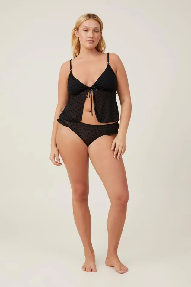 Women Panties Cotton On Sasha Flocking Mesh Bikini Brief Black