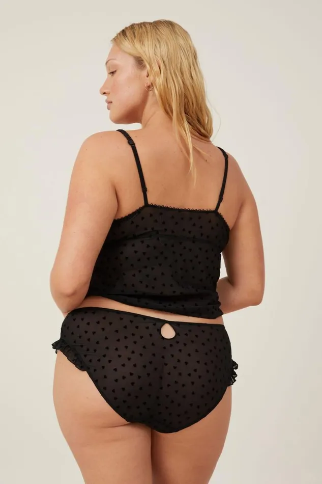 Women Panties Cotton On Sasha Flocking Mesh Bikini Brief Black