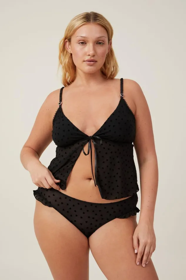 Women Panties Cotton On Sasha Flocking Mesh Bikini Brief Black