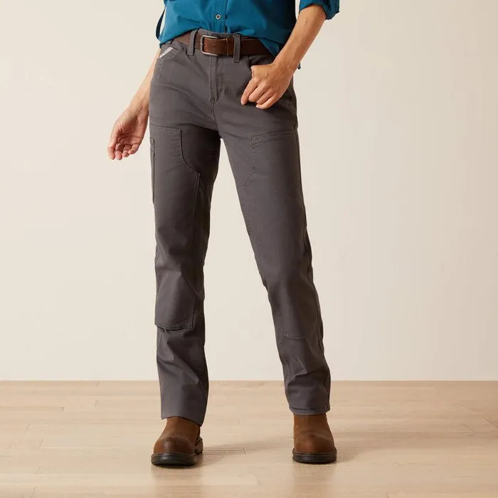 Women Pants and Shorts Ariat Rebar PR DuraStretch Made Tough Double Front Straight Pant Rebar Grey