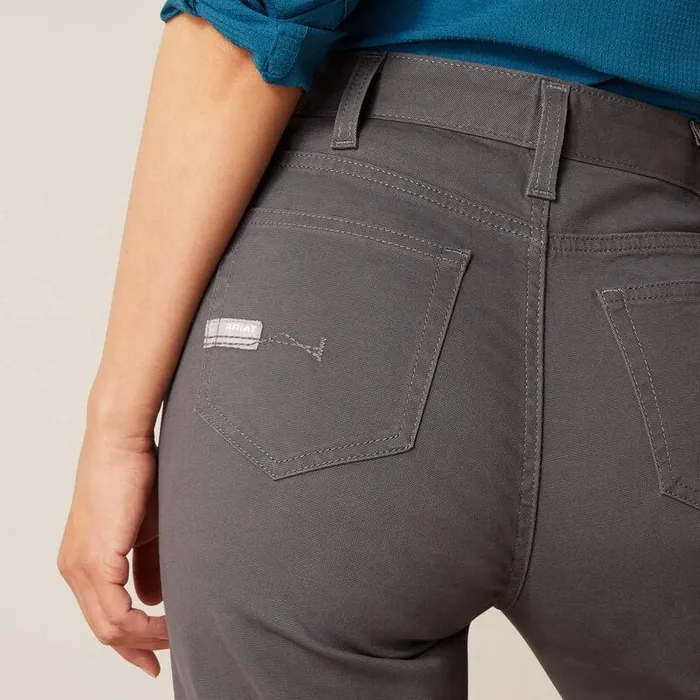 Women Pants and Shorts Ariat Rebar PR DuraStretch Made Tough Double Front Straight Pant Rebar Grey