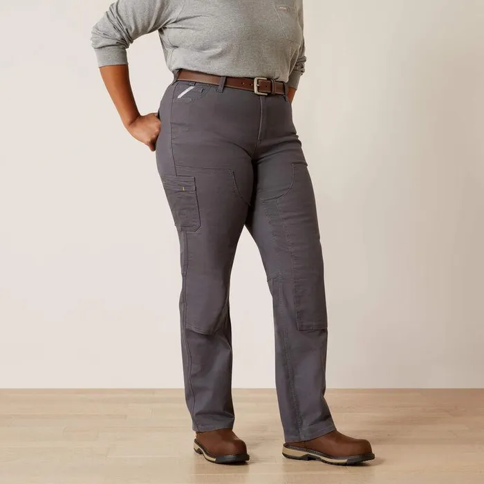 Women Pants and Shorts Ariat Rebar PR DuraStretch Made Tough Double Front Straight Pant Rebar Grey