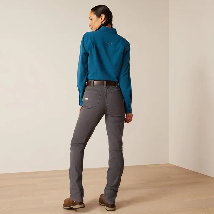 Women Pants and Shorts Ariat Rebar PR DuraStretch Made Tough Double Front Straight Pant Rebar Grey