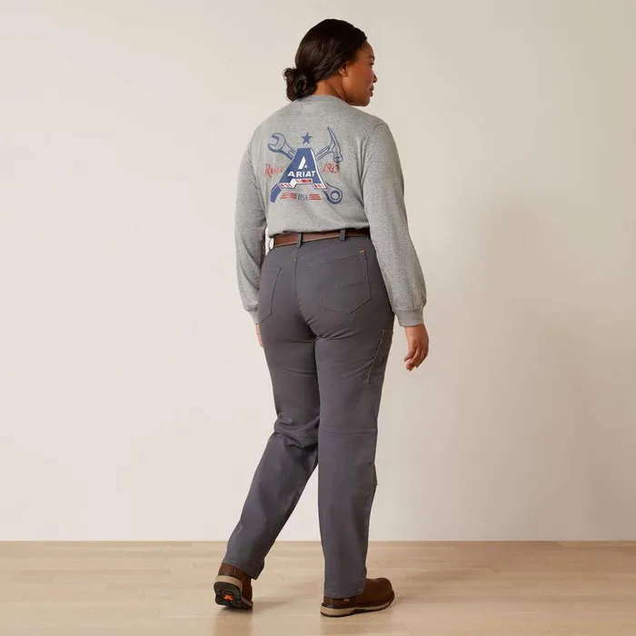 Women Pants and Shorts Ariat Rebar PR DuraStretch Made Tough Double Front Straight Pant Rebar Grey