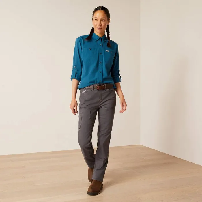 Women Pants and Shorts Ariat Rebar PR DuraStretch Made Tough Double Front Straight Pant Rebar Grey
