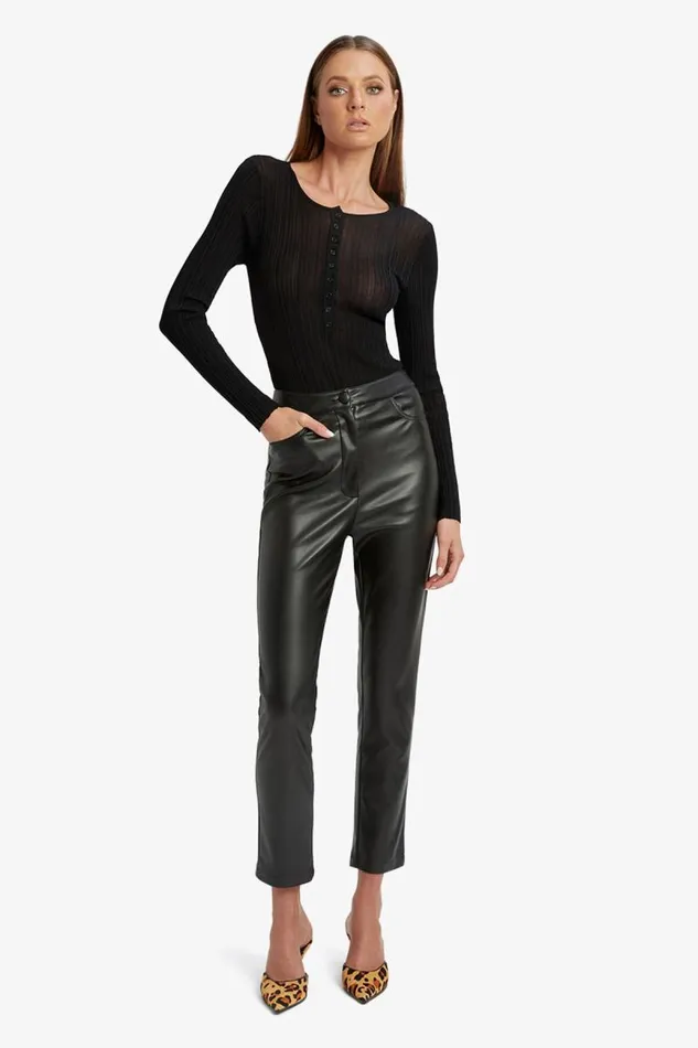 Women Pants Bardot Pearson Vegan Leather Pant In Black Black Women Pants Bardot Pearson Vegan Leather Pant In Black Black