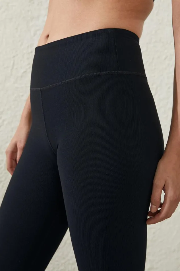 Women Pants Cotton On Active Rib Split Flare Tight Black