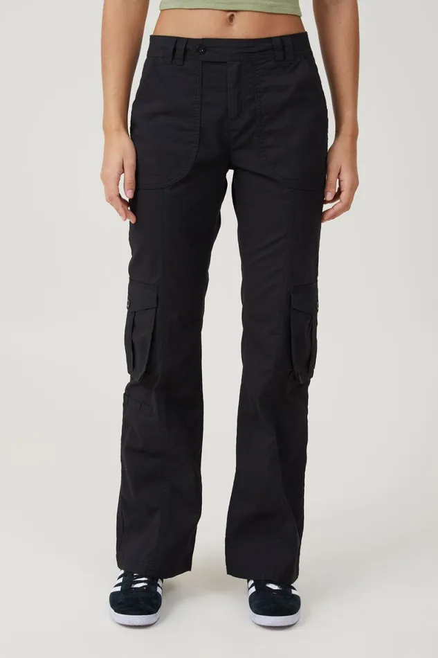 Women Pants Cotton On Bootleg Cargo Pant Washed Black
