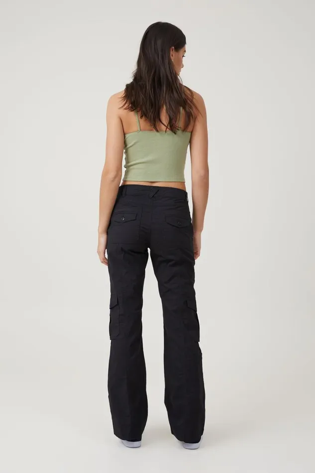 Women Pants Cotton On Bootleg Cargo Pant Washed Black