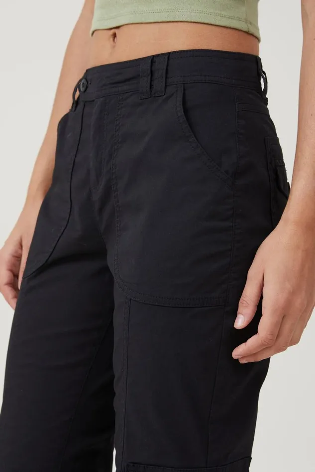 Women Pants Cotton On Bootleg Cargo Pant Washed Black