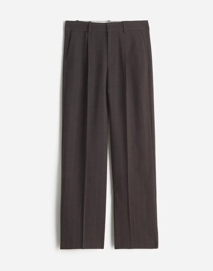 Women Pants Madewell Slouchy Straight Pants In Stripe Chocolate Wide Pinstripe