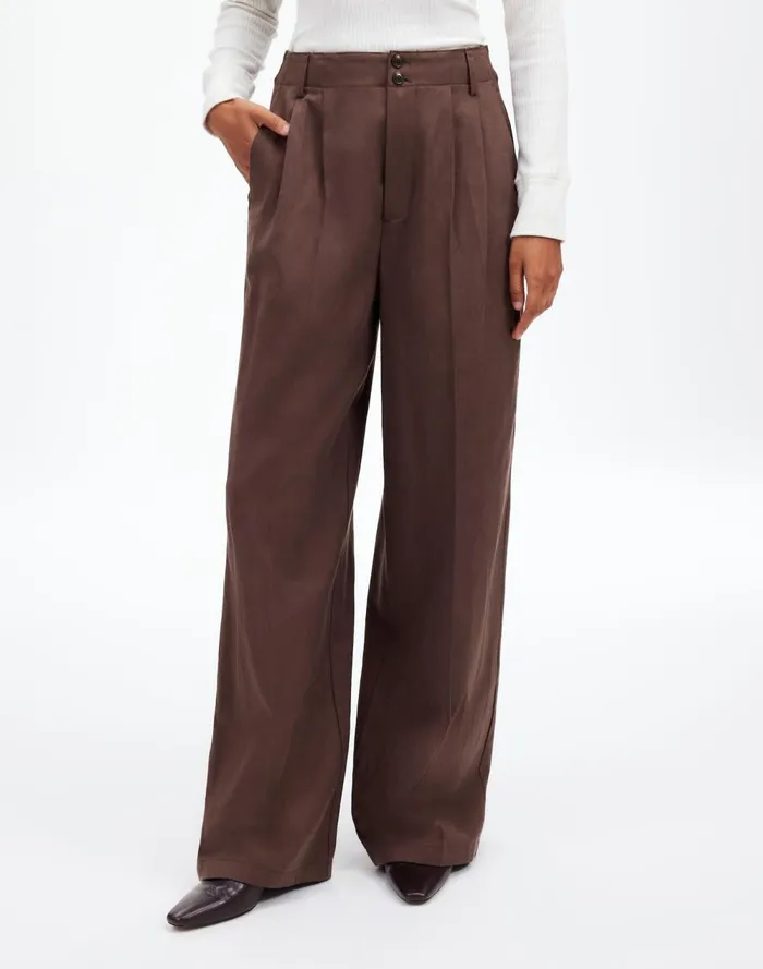 Women Pants Madewell The Harlow WideLeg Pant In Drapey Twill Dark Carob