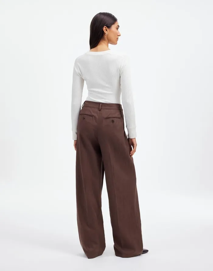 Women Pants Madewell The Harlow WideLeg Pant In Drapey Twill Dark Carob