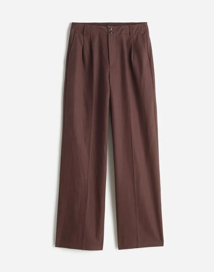 Women Pants Madewell The Harlow WideLeg Pant In Drapey Twill Dark Carob