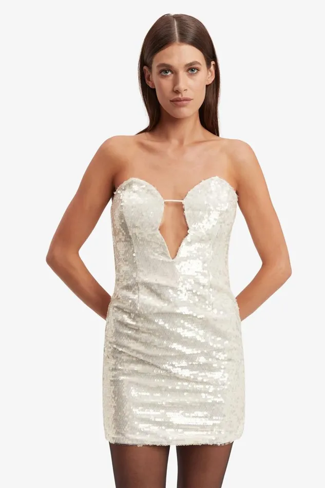 Women Party Dresses Bardot Jinxa Sequin Mini Dress In Nude Sqn Nude Sqn