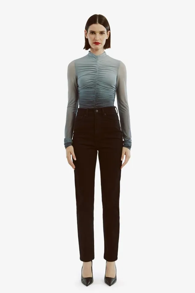 Women Party Tops Bardot Charis Mesh Bodysuit In Grey Ombre Grey Ombre