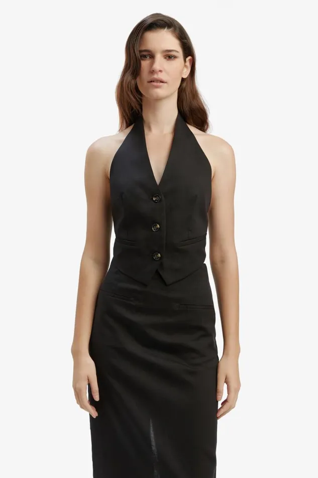 Women Party Tops Bardot Felda Linen Vest In Black Black Women Party Tops Bardot Felda Linen Vest In Black Black