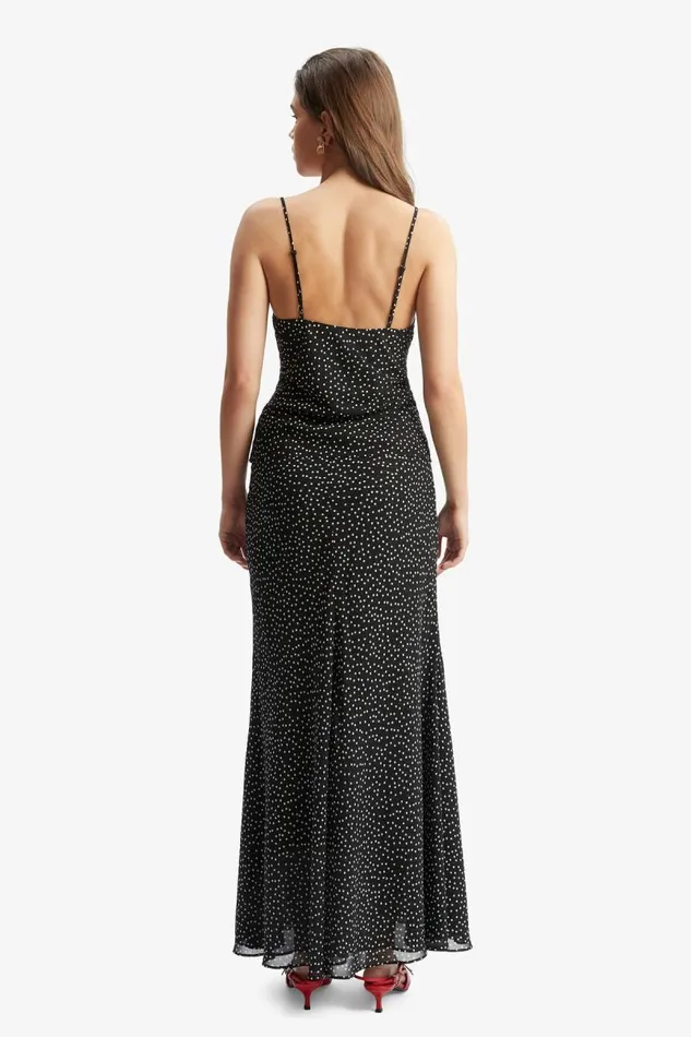 Women Party Tops Bardot Monroe Cowl Neck Spot Cami In Black Spot Black Spot