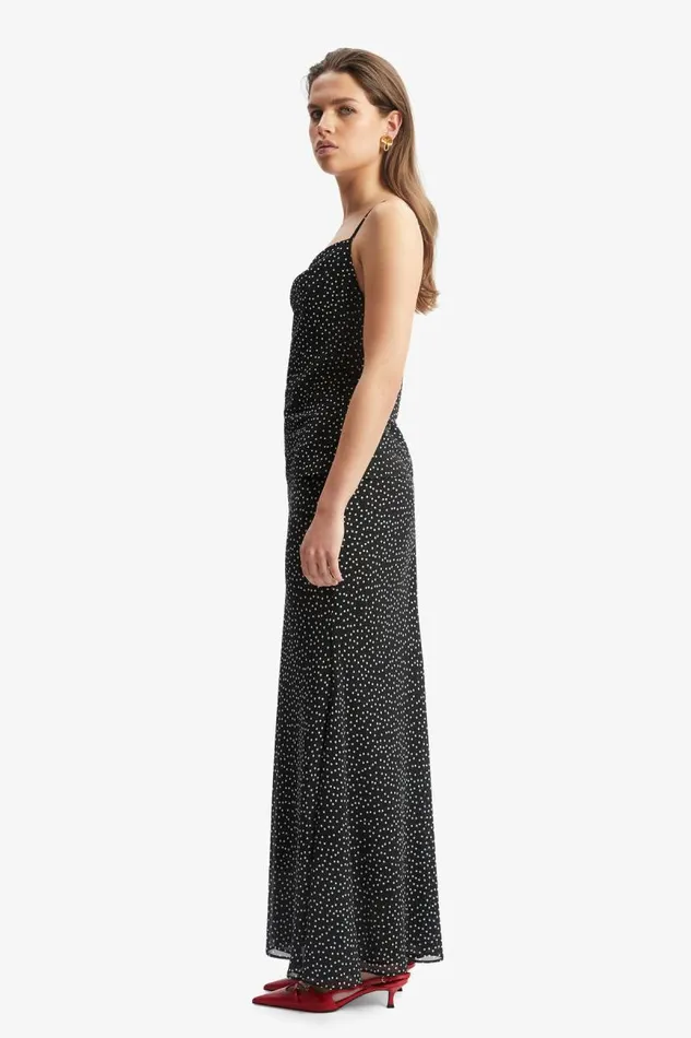 Women Party Tops Bardot Monroe Cowl Neck Spot Cami In Black Spot Black Spot