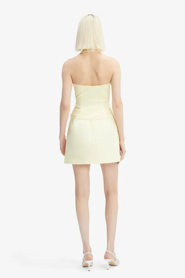 Women Party Tops Bardot Paola Halter Linen Top In Canary Yellow Canary Yellow