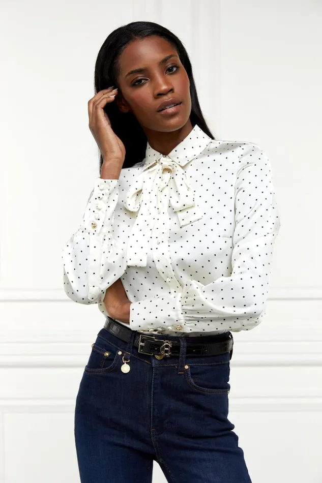 Women Penny Satin Shirt Cream Polka Dot Holland Cooper Shirts and Blouses Women Penny Satin Shirt Cream Polka Dot Holland Cooper Shirts and Blouses