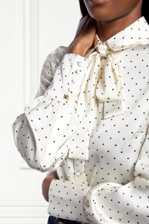 Women Penny Satin Shirt Cream Polka Dot Holland Cooper Shirts and Blouses Women Penny Satin Shirt Cream Polka Dot Holland Cooper Shirts and Blouses