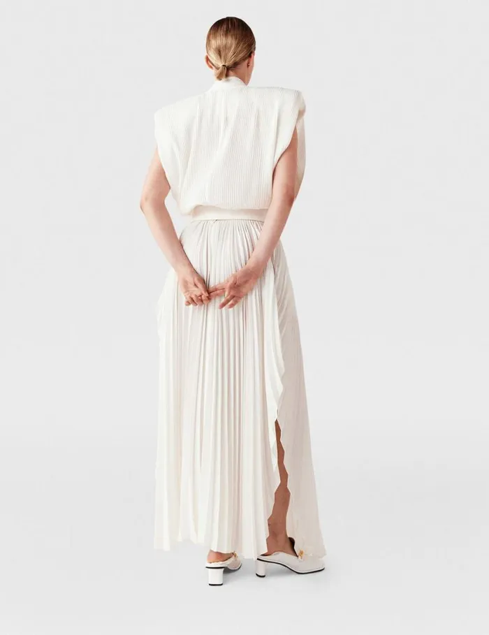 Women Pleated MidRise Maxi Skirt Dusty Pink Stella McCartney Skirts Women Pleated MidRise Maxi Skirt Dusty Pink Stella McCartney Skirts