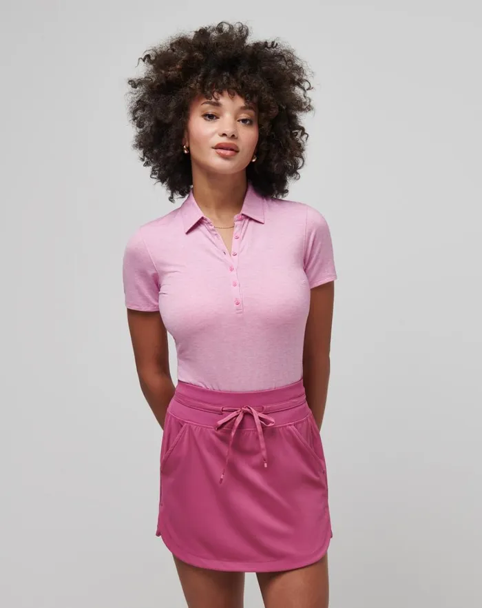 Women Polos TravisMathew FEATHERWEIGHT ACTIVE POLO Heather Red Violet