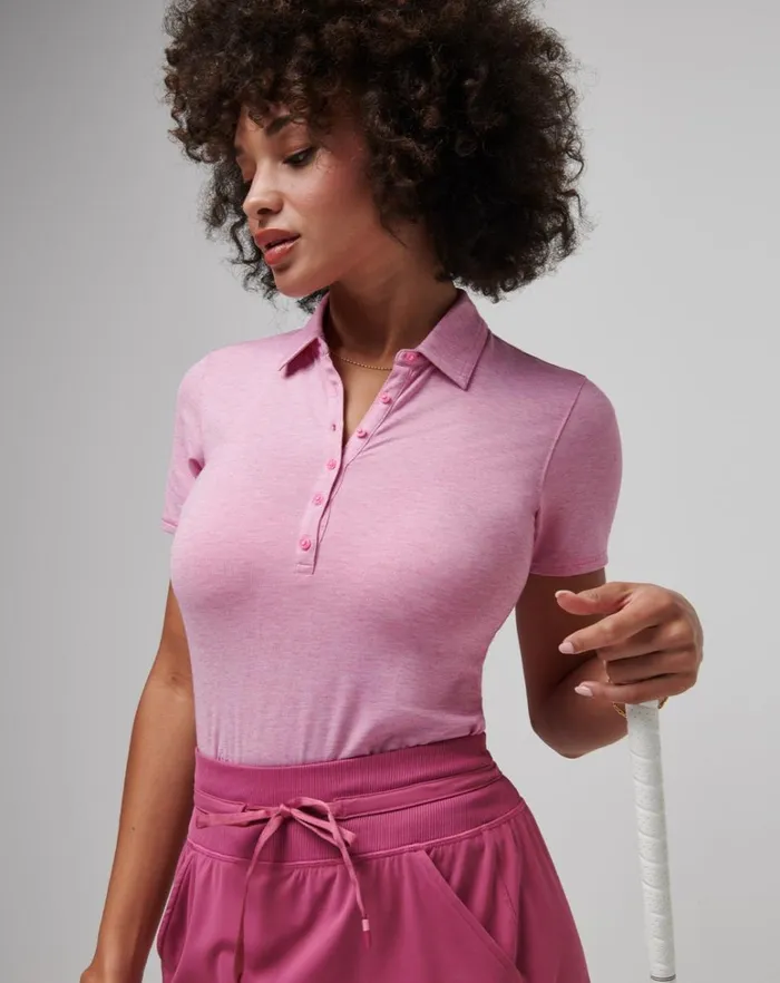 Women Polos TravisMathew FEATHERWEIGHT ACTIVE POLO Heather Red Violet