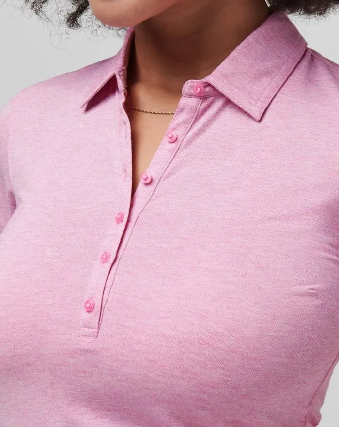Women Polos TravisMathew FEATHERWEIGHT ACTIVE POLO Heather Red Violet