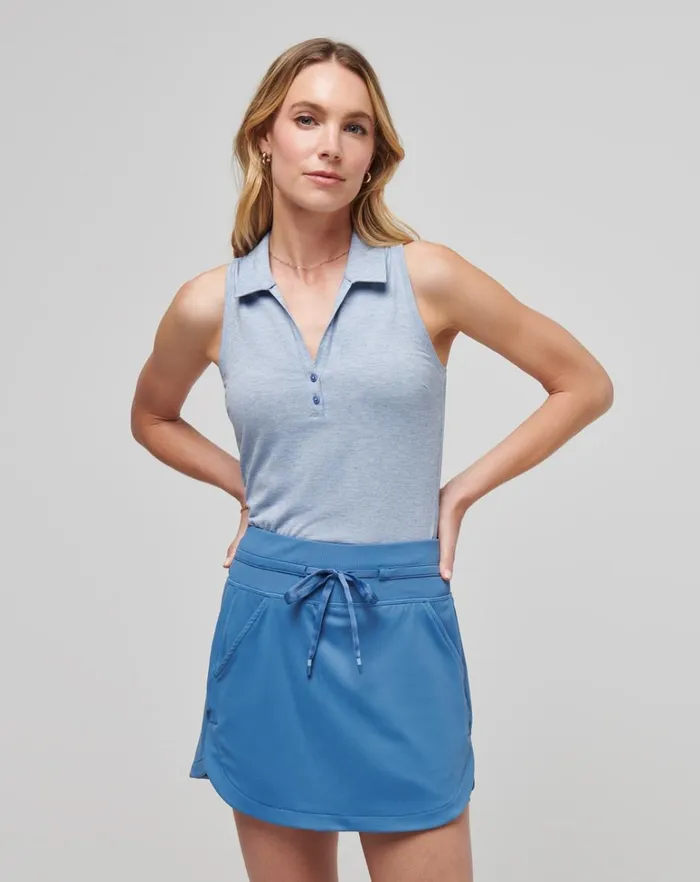 Women Polos TravisMathew FEATHERWEIGHT ACTIVE SLEEVELESS POLO Heather Moonlight Blue