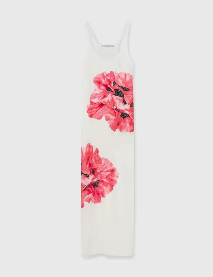 Women Poppy Print Maxi Dress White And Pink Stella McCartney Dresses