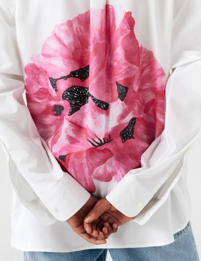 Women Poppy Print Panel Shirt White Stella McCartney Shirts And Tops