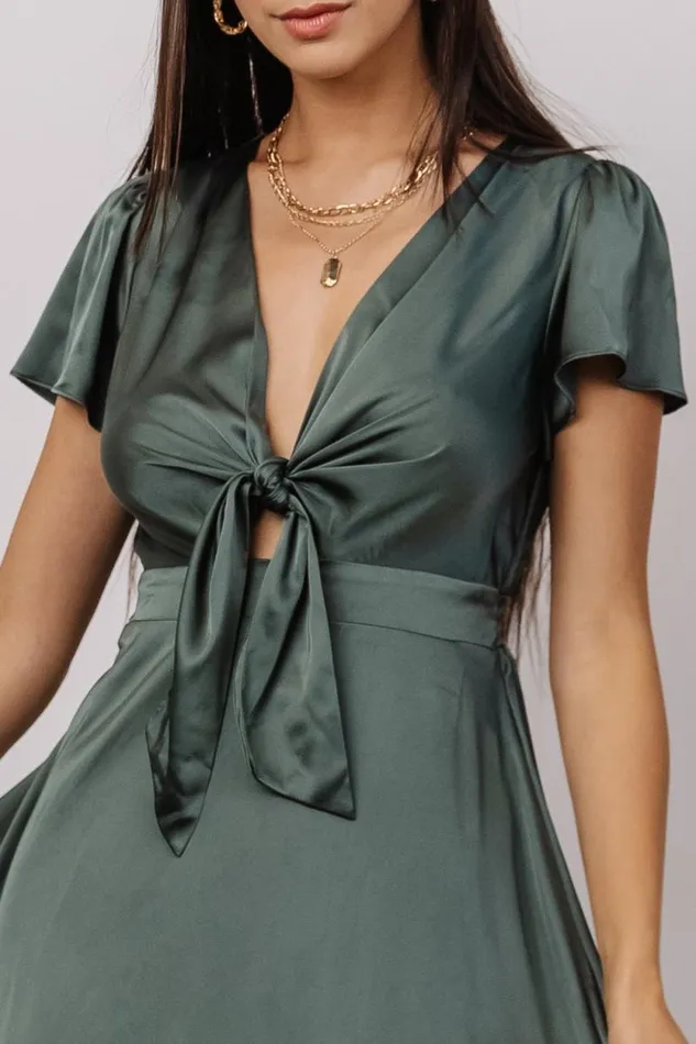 Women Poppy Satin Midi Dress Winter Green Baltic Born Bump Friendly