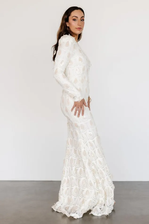 Women Porscha One Shoulder Gown Cream Baltic Born Embellished and Sequined