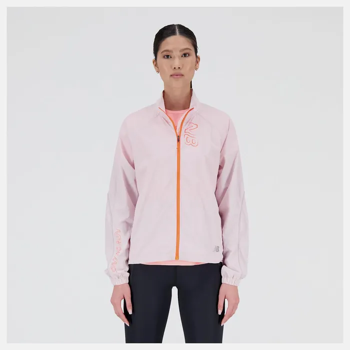Women Printed Impact Run Light Pack Jacket Stone Pink New Balance Jackets and Vests