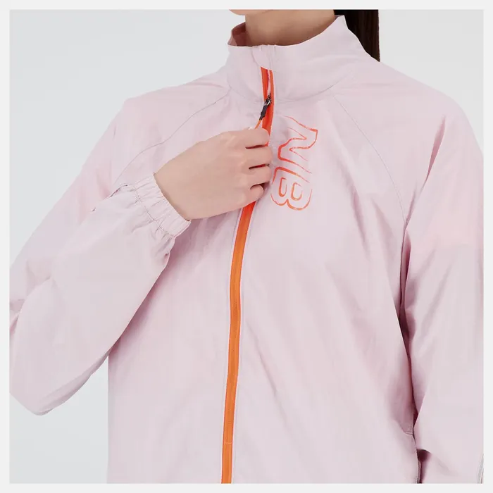 Women Printed Impact Run Light Pack Jacket Stone Pink New Balance Jackets and Vests