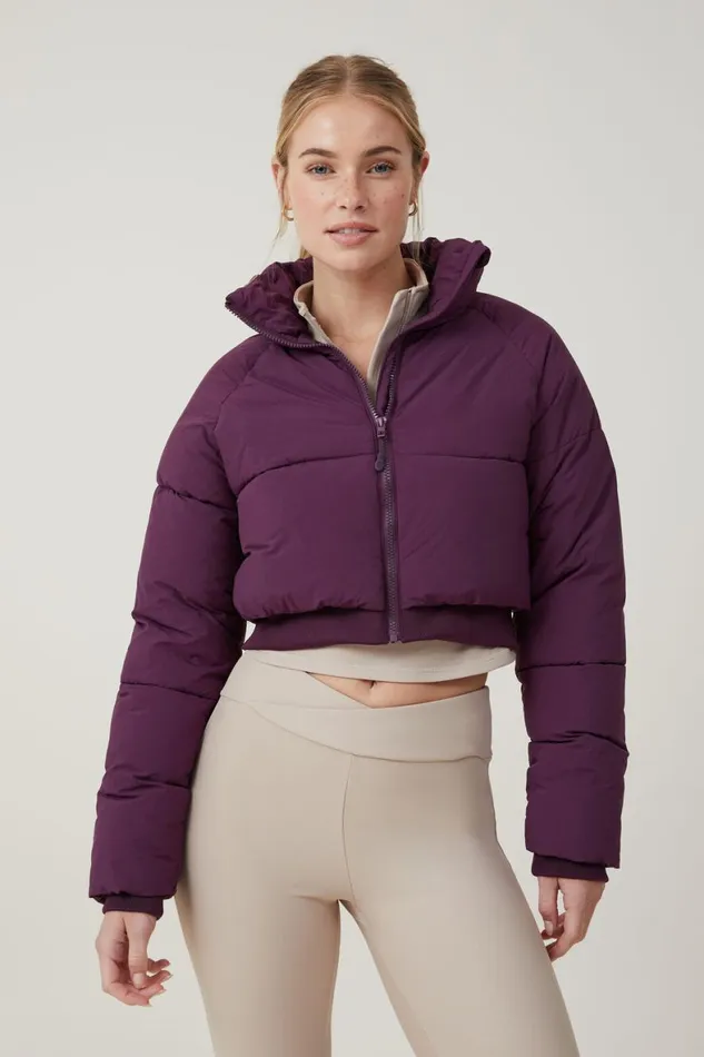 Women Puffers and Jackets Cotton On The Recycled Cropped Mother Puffer 20 Pickled Beet