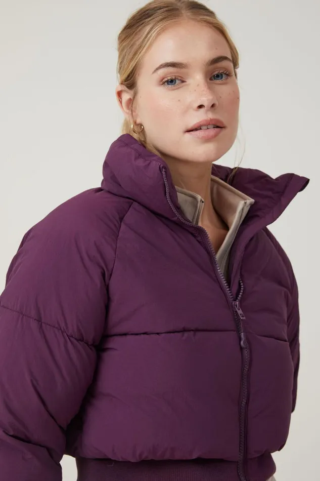 Women Puffers and Jackets Cotton On The Recycled Cropped Mother Puffer 20 Pickled Beet