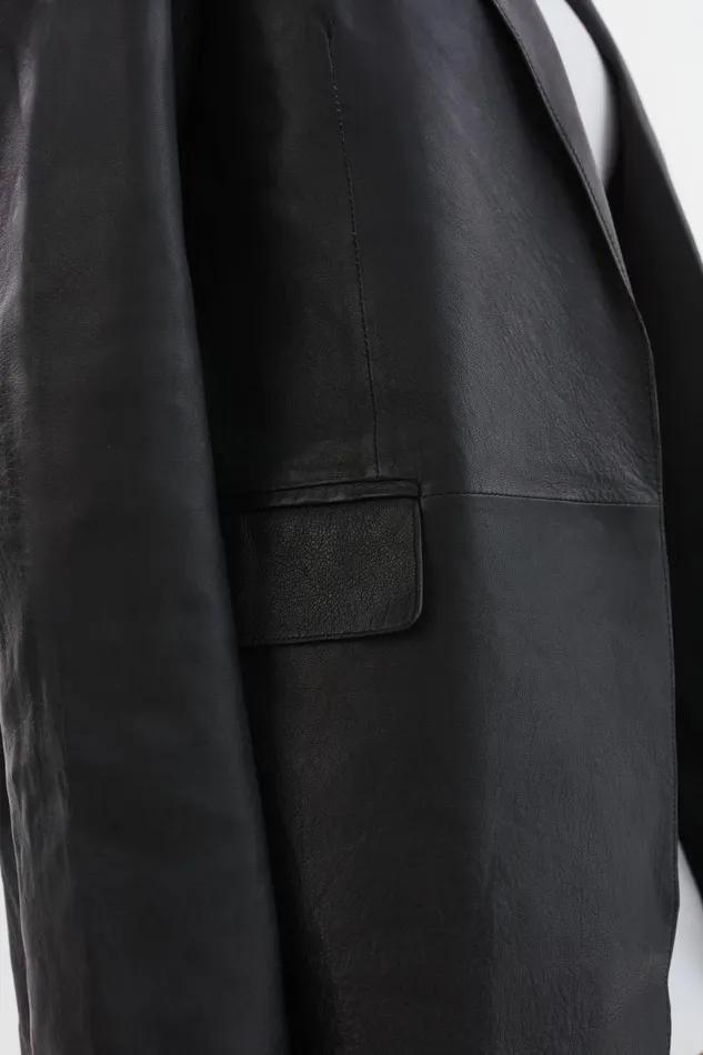 Women QUIRINA Leather Blazer Black LAMARQUE Blazers