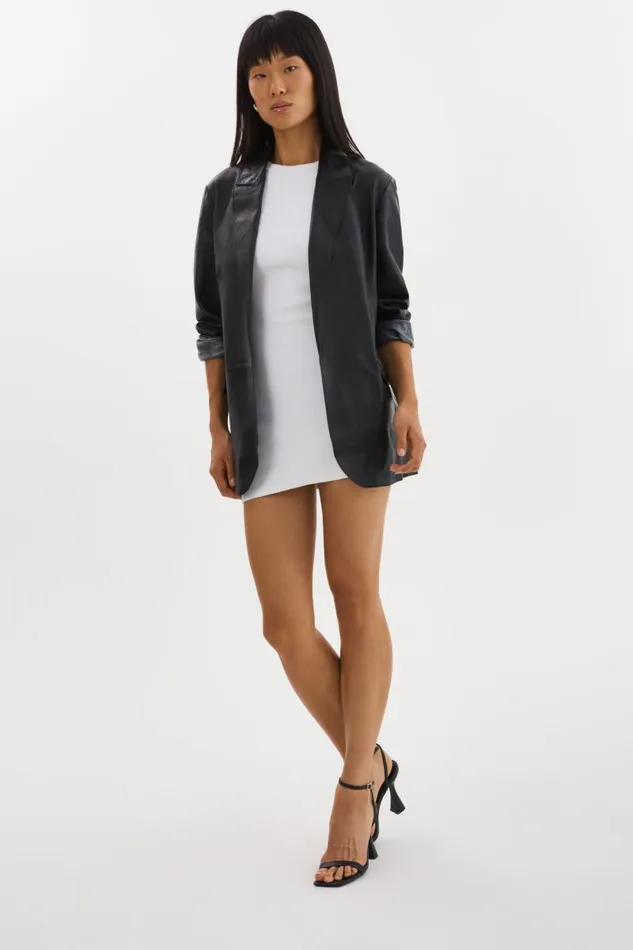 Women QUIRINA Leather Blazer Black LAMARQUE Blazers